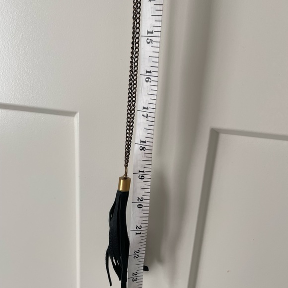 Black Leather Tassel Necklace - Picture 5 of 5